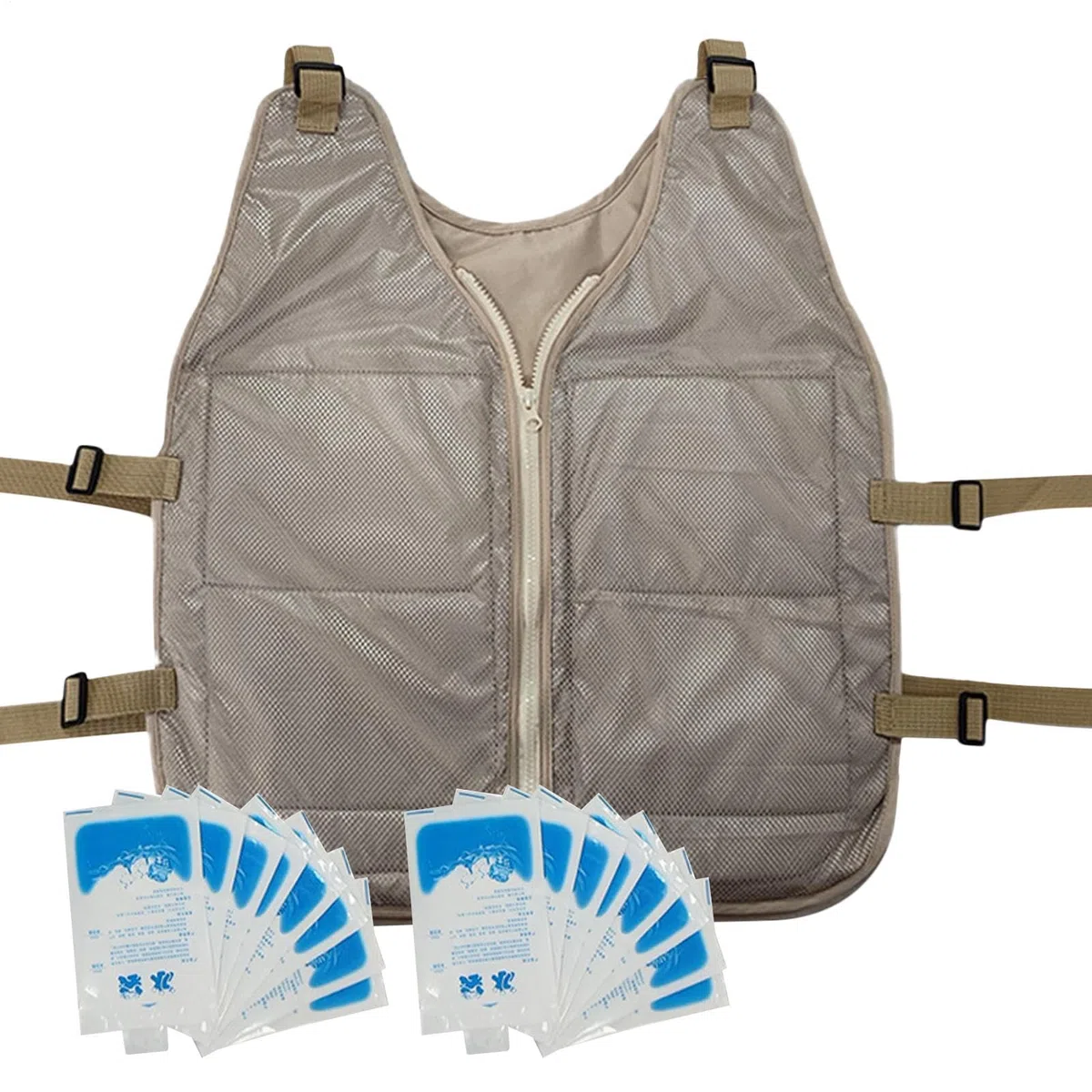 Chaleco frío de enfriamiento, chaqueta de hielo para una experiencia refrescante, chaleco de refrigeración ajustable de verano, abrigo refrescante para trabajar, correr, jardinería, cocinar, andar en