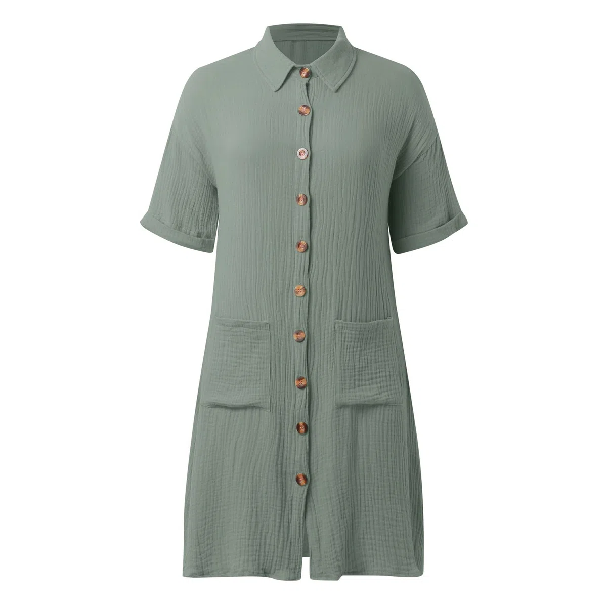 Vestido Verano Mujer Camisero Algodon Cortos Cuello V Mini Vestido Summer Dresses For Women Botones Vestidos Camiseros Sueltos Casual De Playa con Bolsillos
