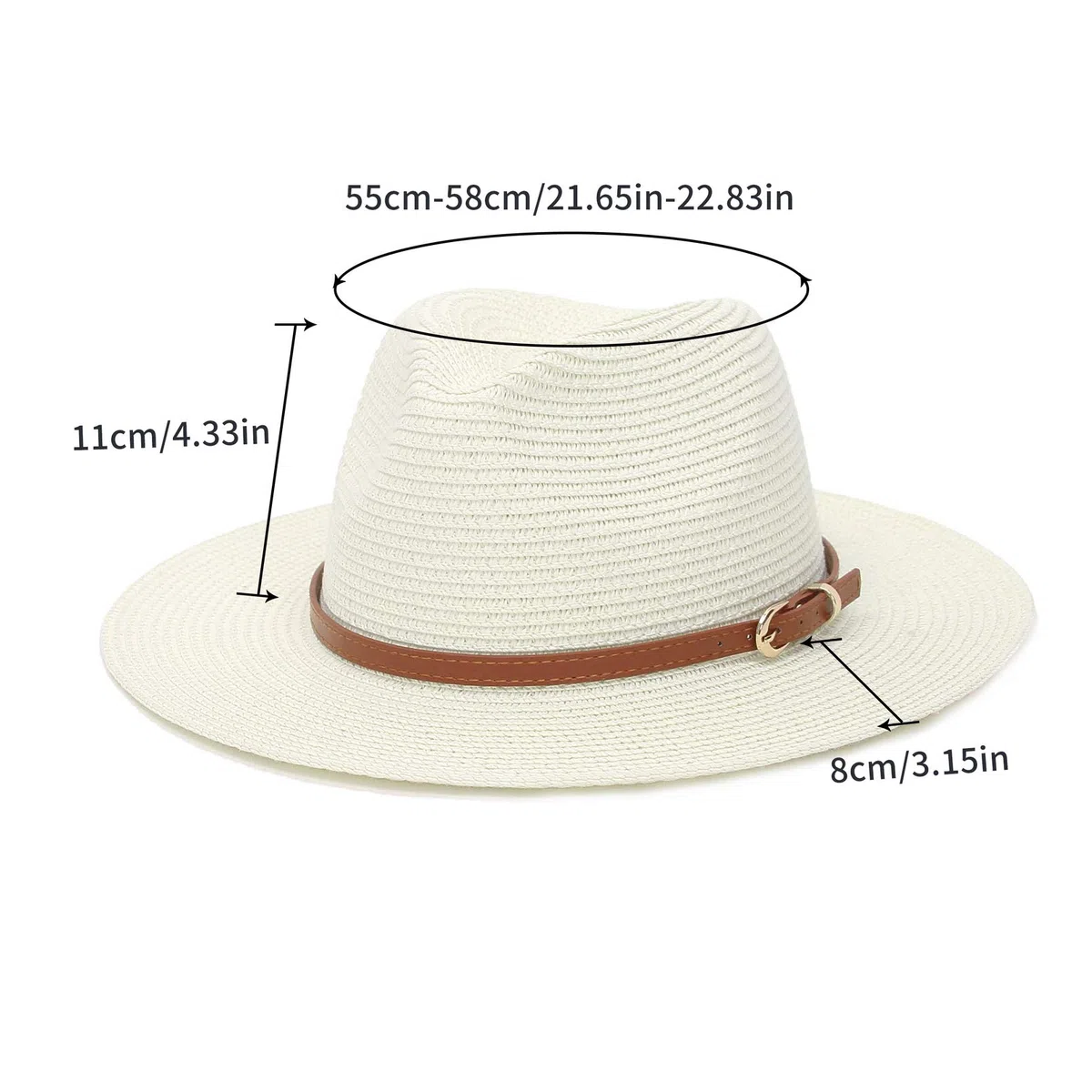 Sombreros de paja para mujeres y hombres, sombrero de verano Panamá Fedora con cinturón de cuero, ala ancha, gorra de jazz para playa