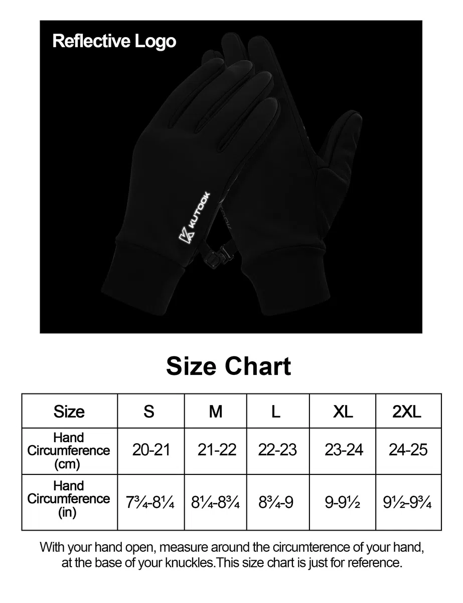 KUTOOK Guantes Invierno al Aire Libre a Prueba de Viento Cálida Pantalla Táctil Anti Slim Palma para Ciclismo Correr Esquí Escalada WF706