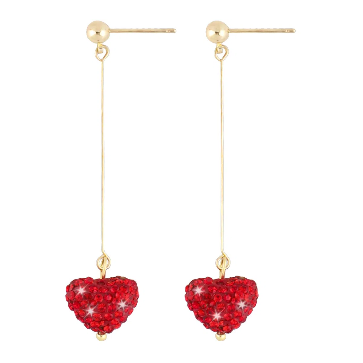 Pendientes de corazón rojo, pendientes colgantes de corazón, pendientes románticos de diamantes de imitación, adecuado para novia regalo de San Valentín, Cristal sintético