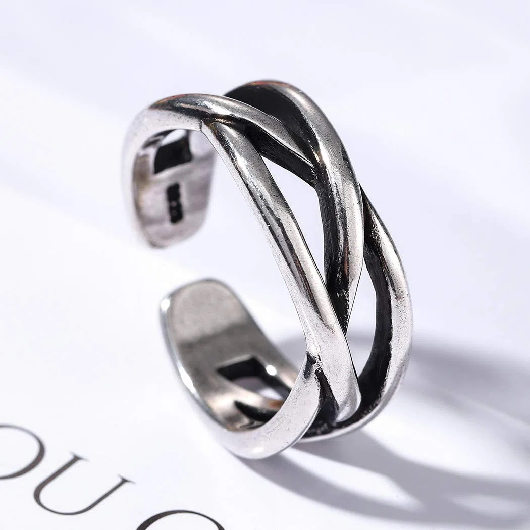 Aukmla Anillo de pulgar vintage de plata con nudo celta ajustable, anillo abierto para mujeres y niñas, 1 Count (Pack of 1), Plata, Turquesa