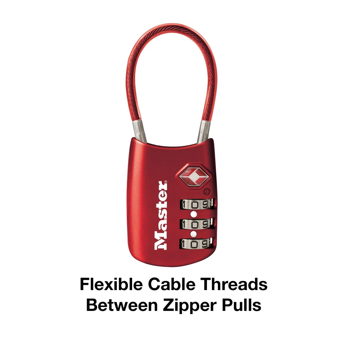Master Lock 4688DRED Candado para equipaje con cable aceptado TSA, rojo por Master Lock