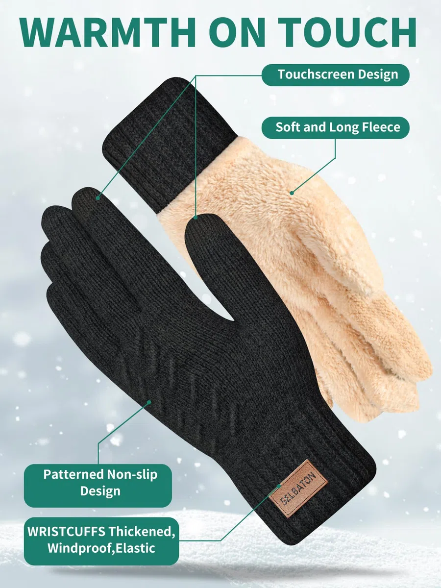 Guantes Invierno Hombre termicos Mujer - para Pantalla Táctil Cálidos, Guantes Elásticos al Aire Libre, Conducción, Ciclismo, Escritura, Pesca, Correr, Esquí