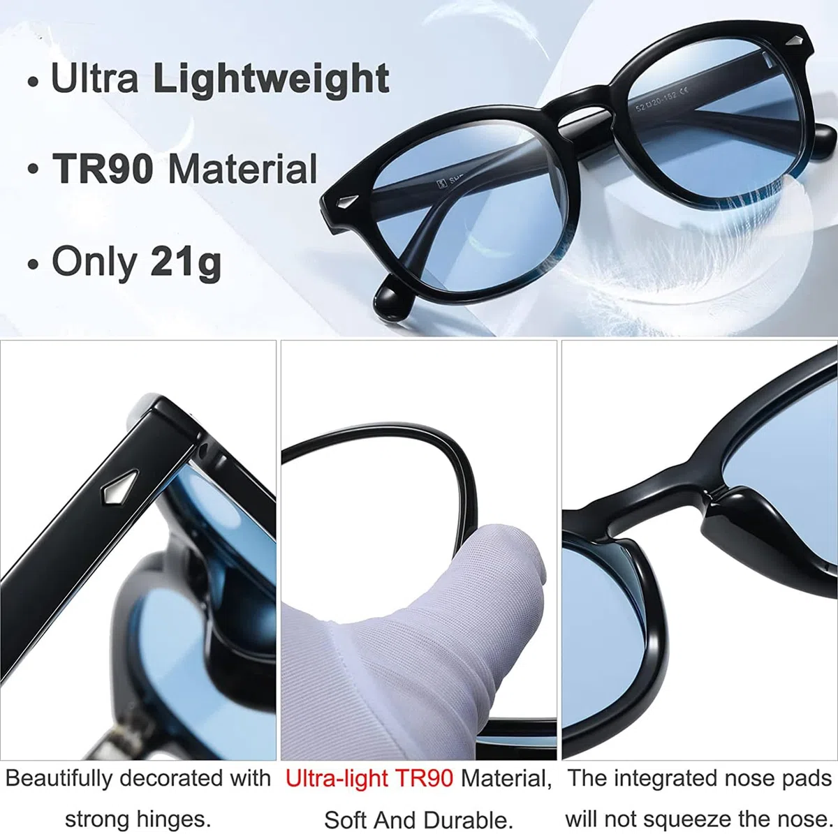 SHEEN KELLY Gafas de sol redondas de verano retro, gafas de colores nerd para hombres y mujeres, gafas de sol transparentes