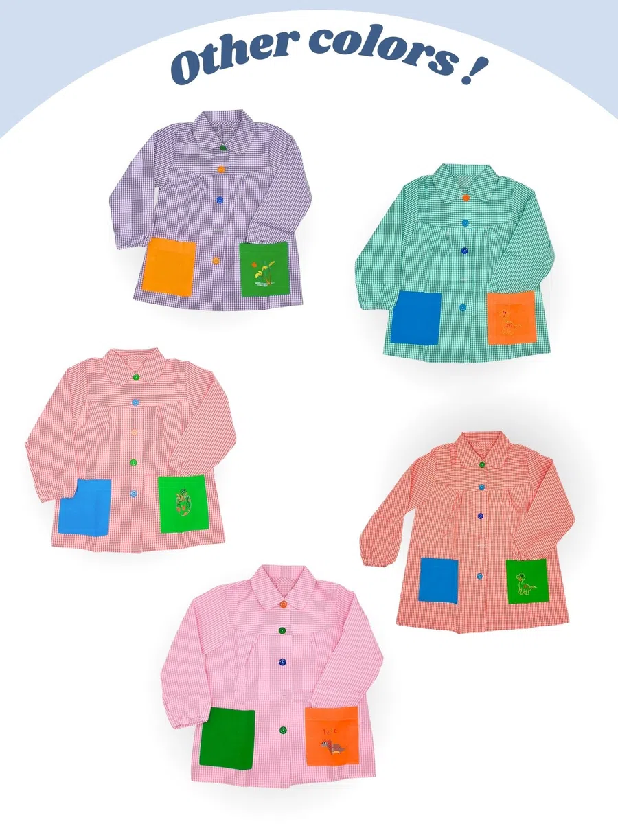 MAGIC SELECT Babi Escolar Infantil. Bata Escolar con Botones para Guardería y Colegio. Babi Infantil con Bolsillo Bordado, para Niños y Niñas.
