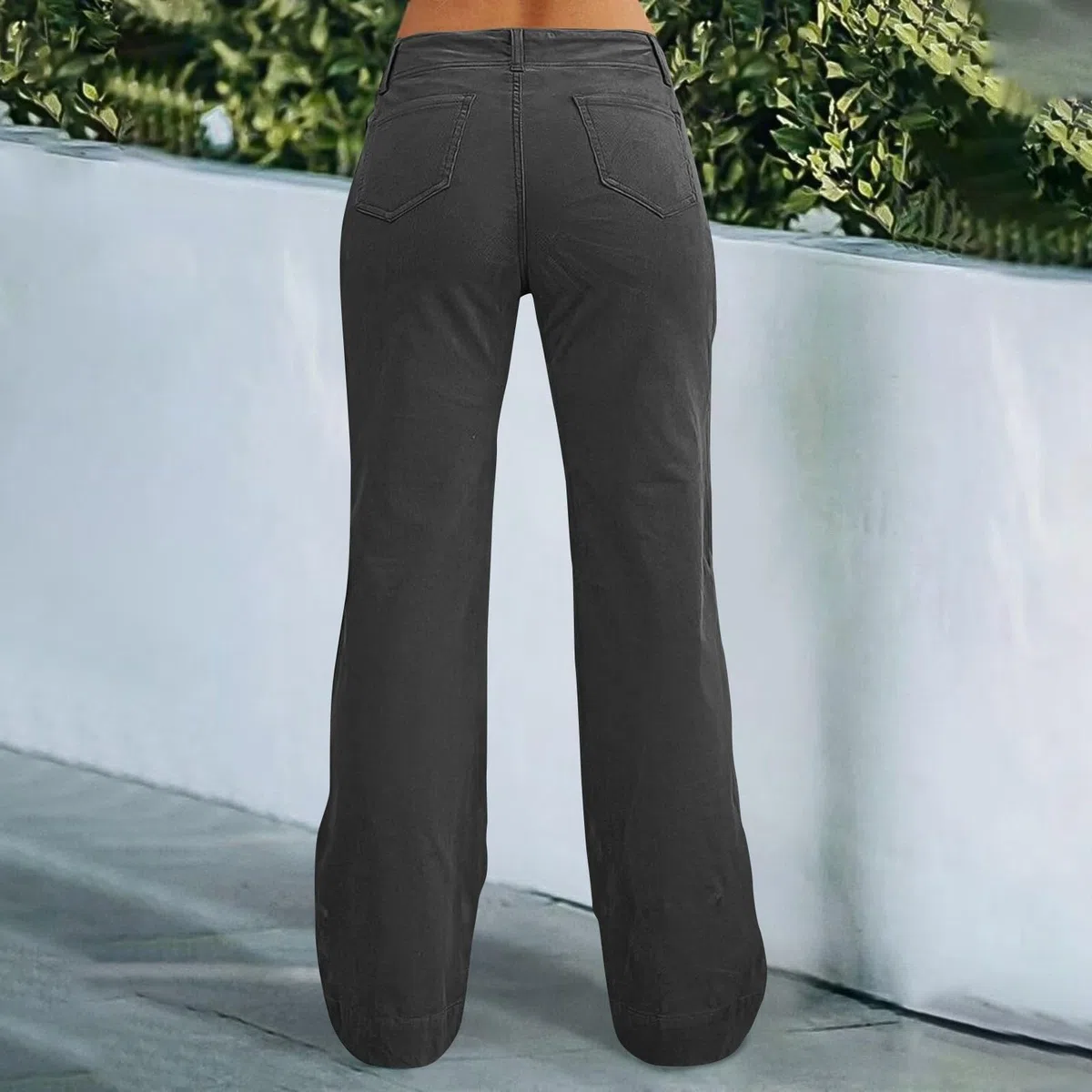 Pantalones acampanados para mujer, cintura baja, elásticos, adelgazantes, con tira de botones, vaqueros ajustados, vintage, pierna ancha, vaqueros con bolsillos, pantalones vaqueros elegantes para