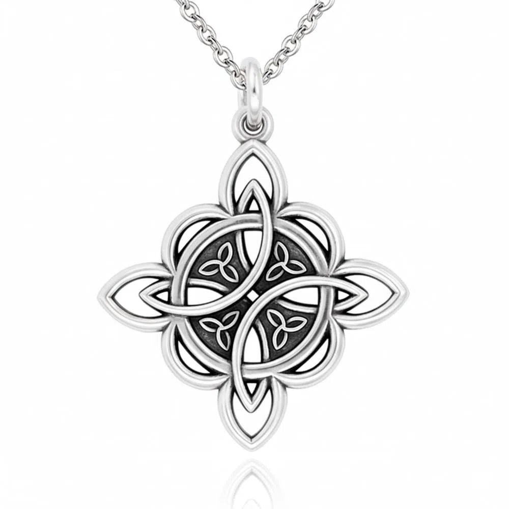 Collar Nudo de Bruja Original de 32mm en plata - Amuletos de la suerte y proteccion, capaz de crear y repeler hechizos - Con cadena de 45cm se envía en una caja de regalo