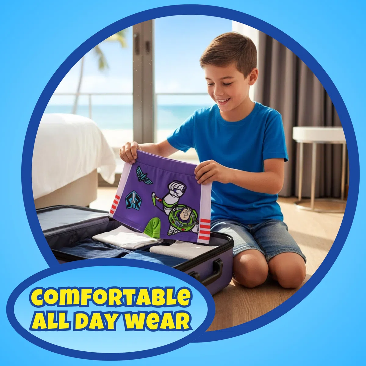 Disney Pixar Toy Story Bañador para Niño, Buzz Lightyear Shorts de Baño Boxer, Bañador de Natación Infantil, Tallas 3 a 8 Años