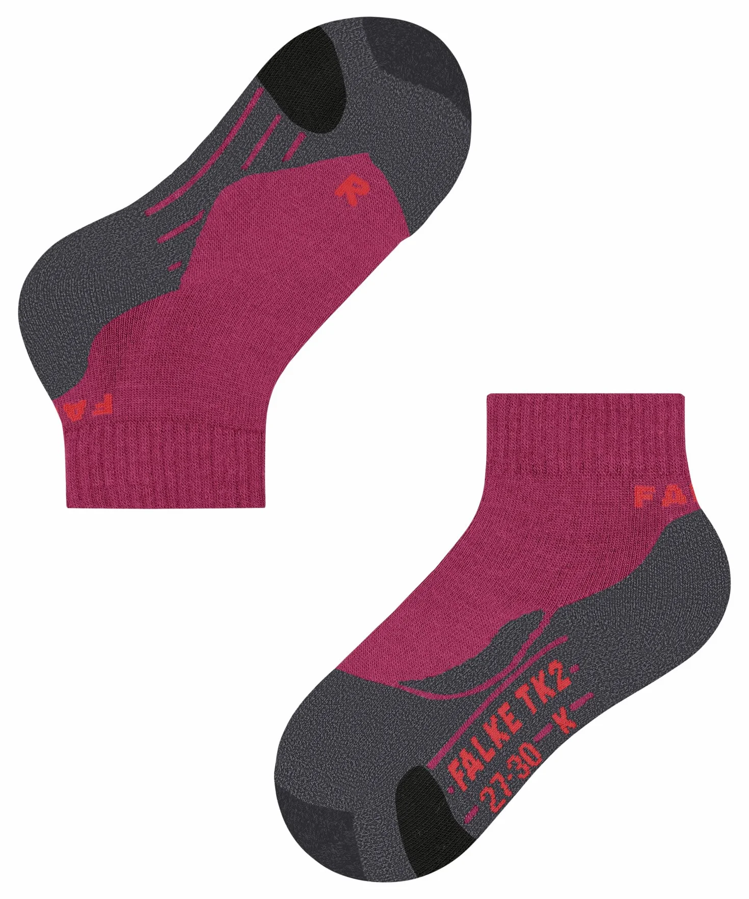 FALKE unisex niños TK2 Short calcetines para senderismo amortiguación media anti ampollas caliente transpirable secado rápido regulación del clima antiolores lana hilo funcional 1 par