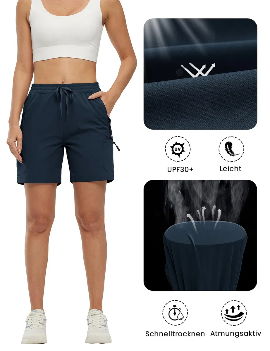 YSENTO Pantalones cortos de senderismo para mujer, pantalones cargo ligeros, pantalones de trabajo, de secado rápido, transpirables, para exteriores