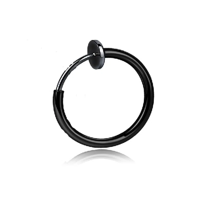 1 pieza popular de acero inoxidable sin dolor oreja Clip pendientes para hombres/mujeres Punk negro no Piercing pendientes falsos joyería regalo Tratamiento duradero