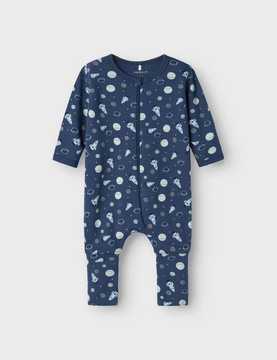 NAME IT Nbmnightsuit 2p Zip FF Dark Space Noos Mono Bebé-Niños (Pack de 2)