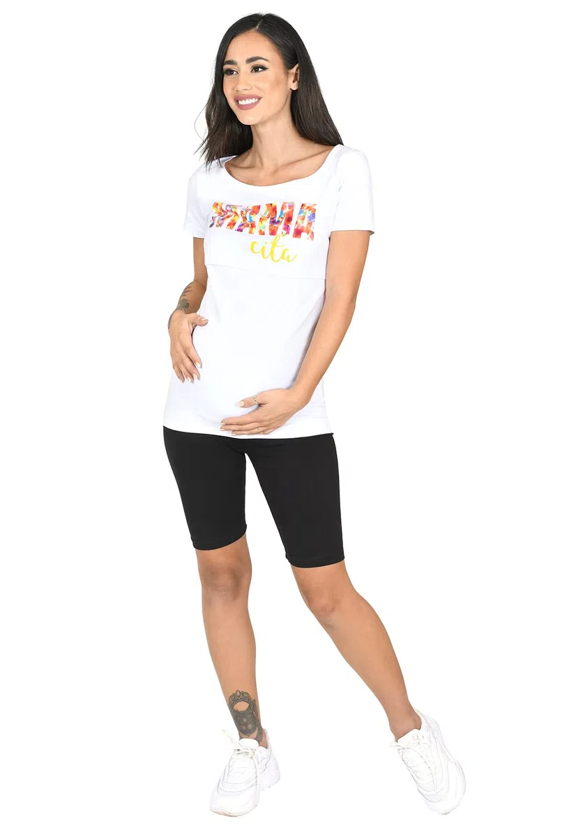 Mija - Leggins cosechados 1/2 de maternidad Buena calidad 95% Algodón 4008