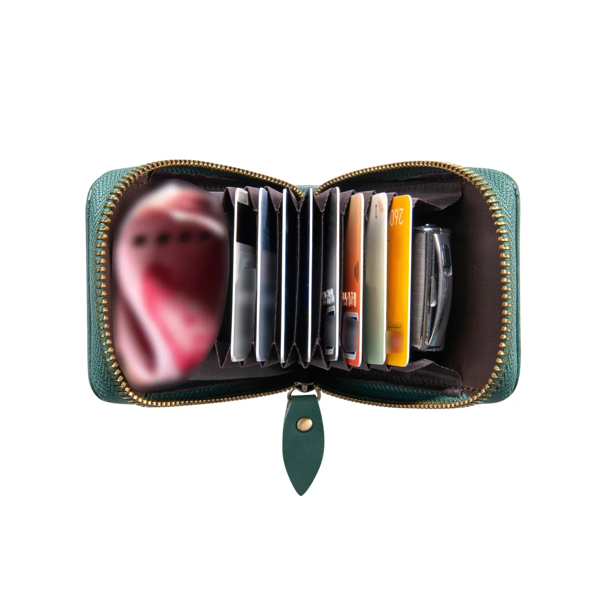 Tarjetero Hombre y Mujer Vertical Piel Genuina - Cartera Pequeña con Cremallera y Bloqueo RFID, Monedero Tarjetero con 13 Ranuras, Mini Billetera de Bolsillo Delantero