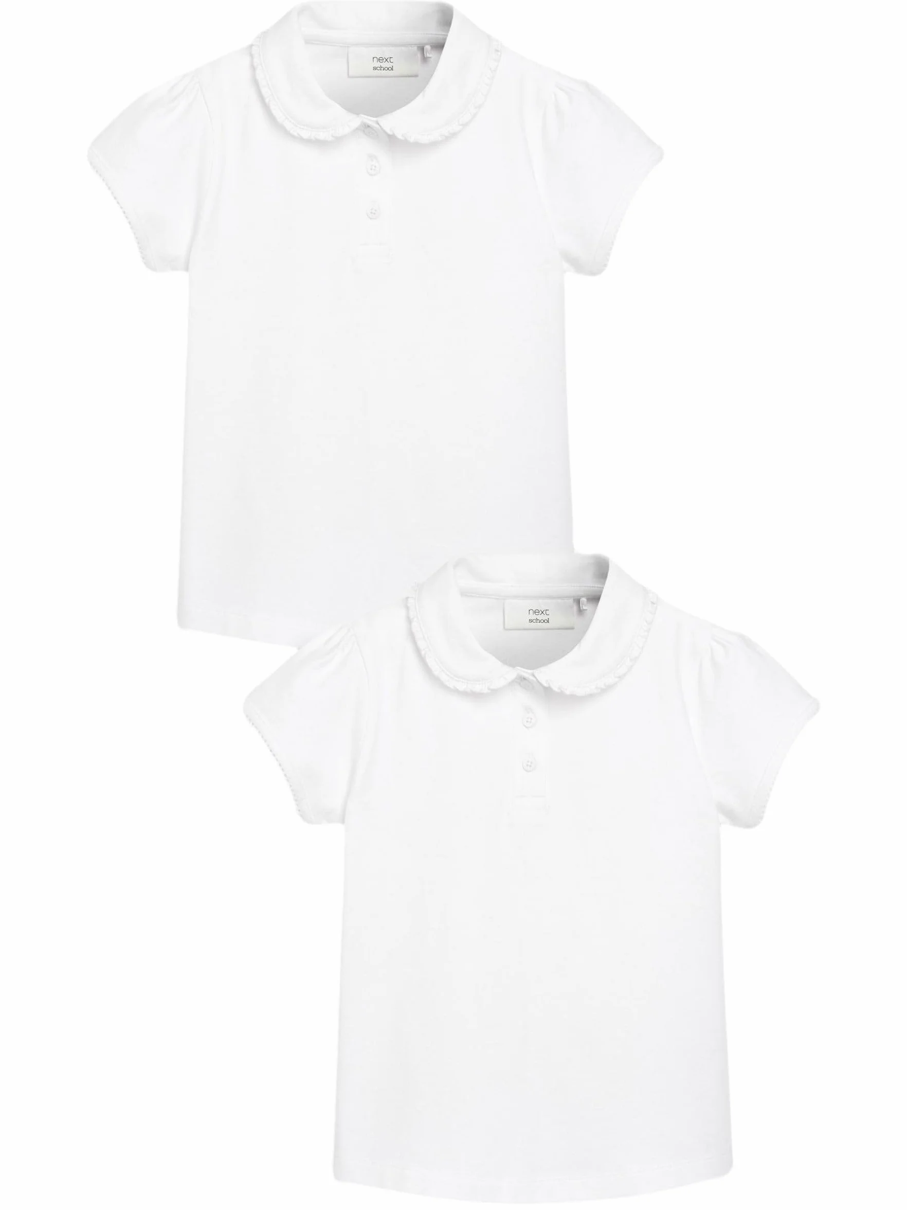 NEXT Niñas Pack de 2 Polos Escolares con Volante en el Cuello de algodón elástico
