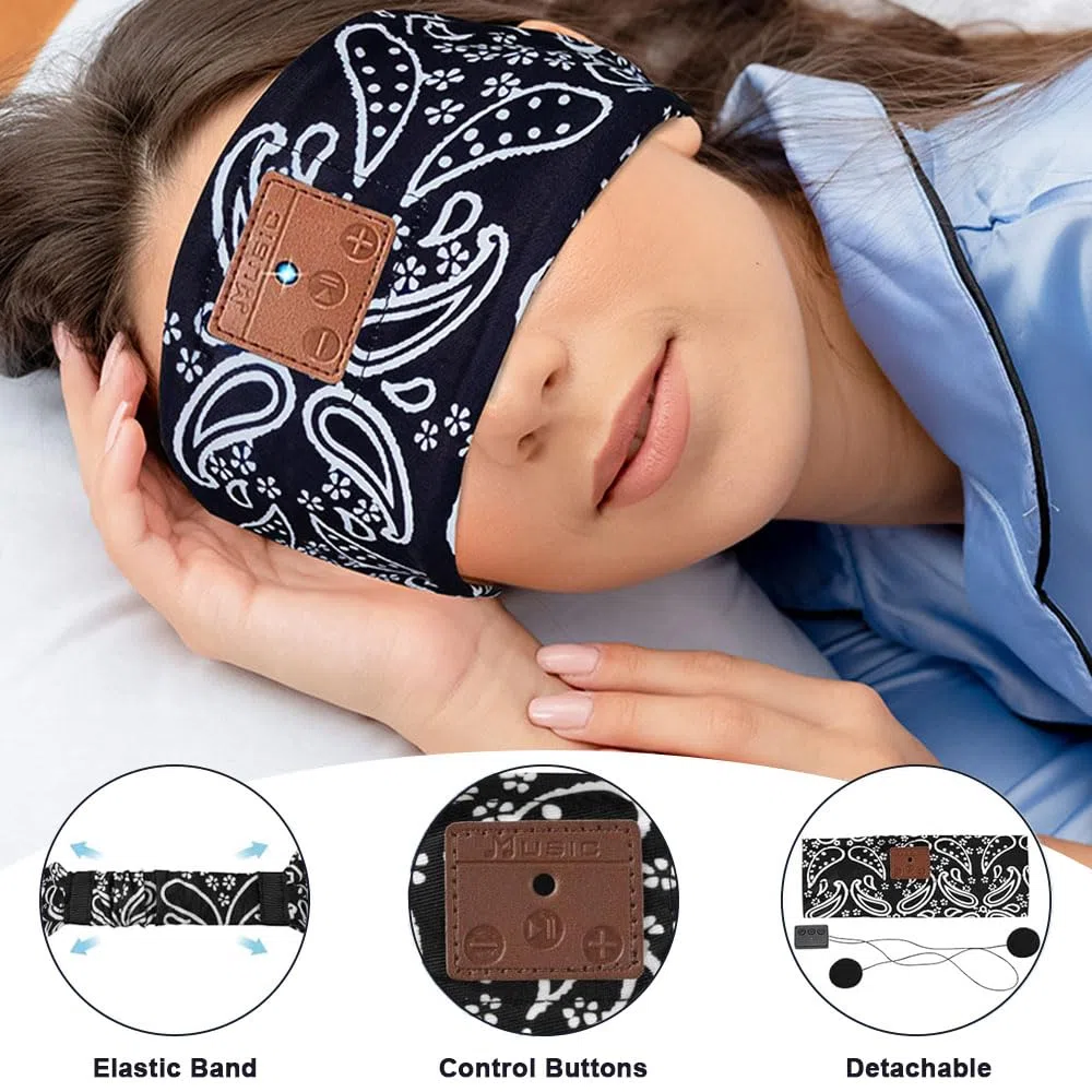 Auriculares para Dormir, Casco Diadema Dormir con Cancelación Ruido/Estéreo Altavoces, Bluetooth Cinta Band Auriculares Regalo Original para Hombre Mujer, Sleep Headphone para Deportes Viajes