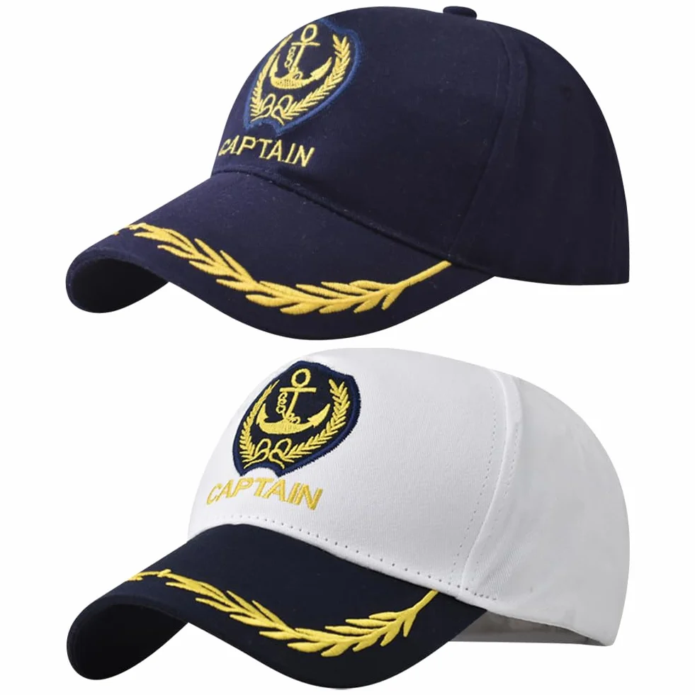 Anchor - Gorra de capitán bordada, gorra de béisbol ajustable para yate náutico, azul marino, marinero, camionero