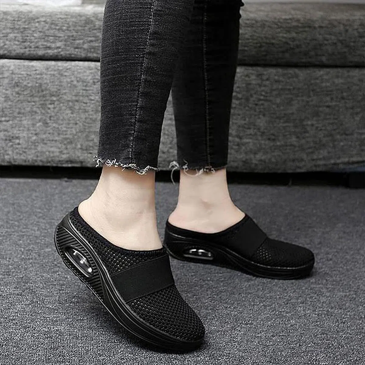 Zapatos de senderismo ortopédicos con cojín de aire para mujer, zapatos ortopédicos para caminar con diabéticos, zapatillas para mujer, transpirables, con soporte de arco de punto (rosa, UK 5.5)
