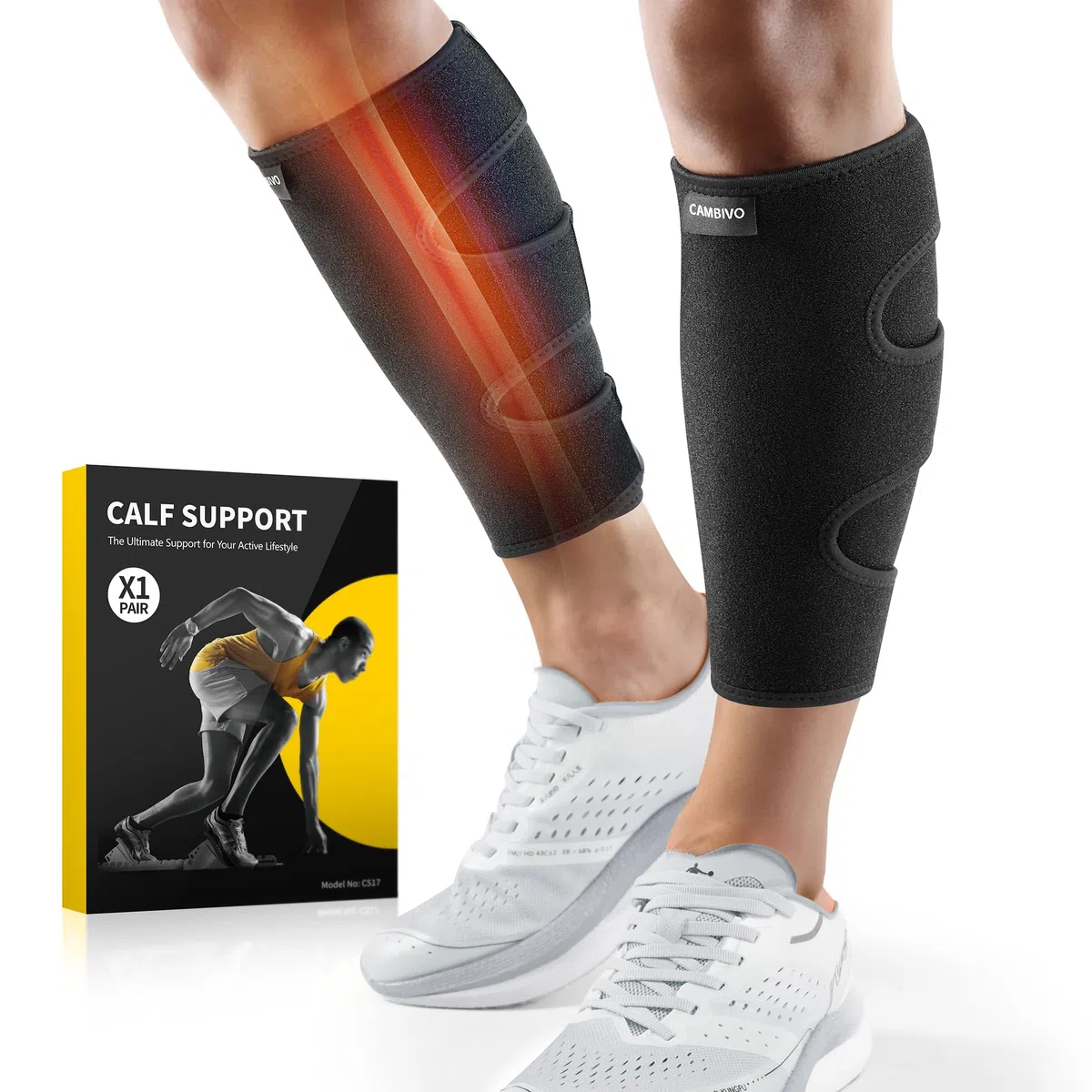 CAMBIVO Medias Compresion para Pantorrilla x2, Calcetines de Compresión Mujer Hombre, Ajustable Mangas de Compresión para Dolor Muscular, Varices, Deporte, Running, Ciclismo, Trabajo, Vuelo