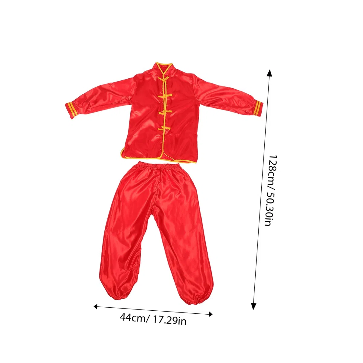 KOMBIUDA Uniforme de Tai Chi de Manga Larga Rojo para Niños de 140 Cm Traje de Actuación de Danza Y Artes Marciales Ropa Tradicional China de Calidad Atuendo de Kung Fu