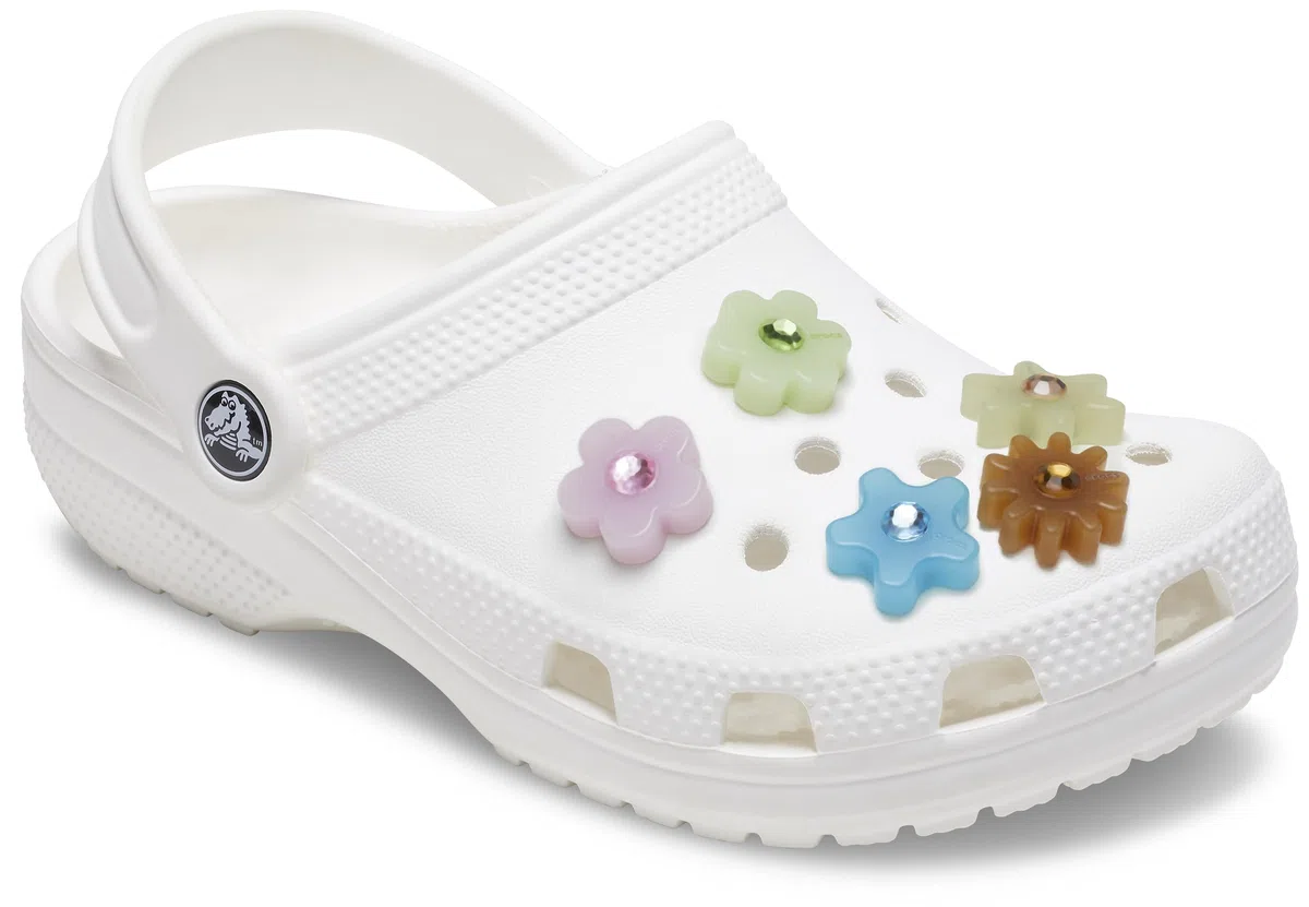 Crocs Jibbitz Charms, flor iluminada, paquete de 5