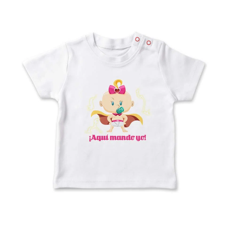Camiseta bebé niña Aquí mando yo Blanco 1-2 años