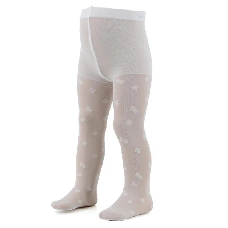 AQUILONE Medias Bella para Recién Nacido, Leotardos Transparentes con Bordado de Corazón para Fiesta – Made in Italy