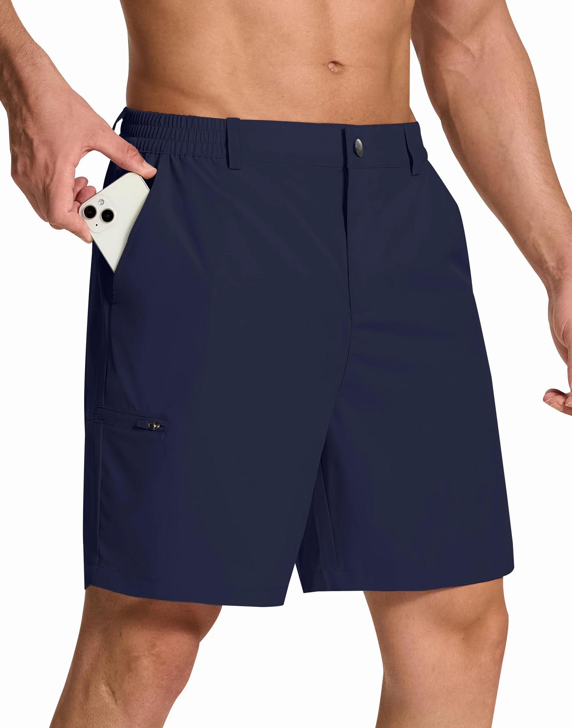 SERAMY Pantalones cortos de golf elásticos para hombre con 6 bolsillos, ajuste seco, entrepierna de 7 pulgadas, vestido ligero para senderismo, trabajo casual