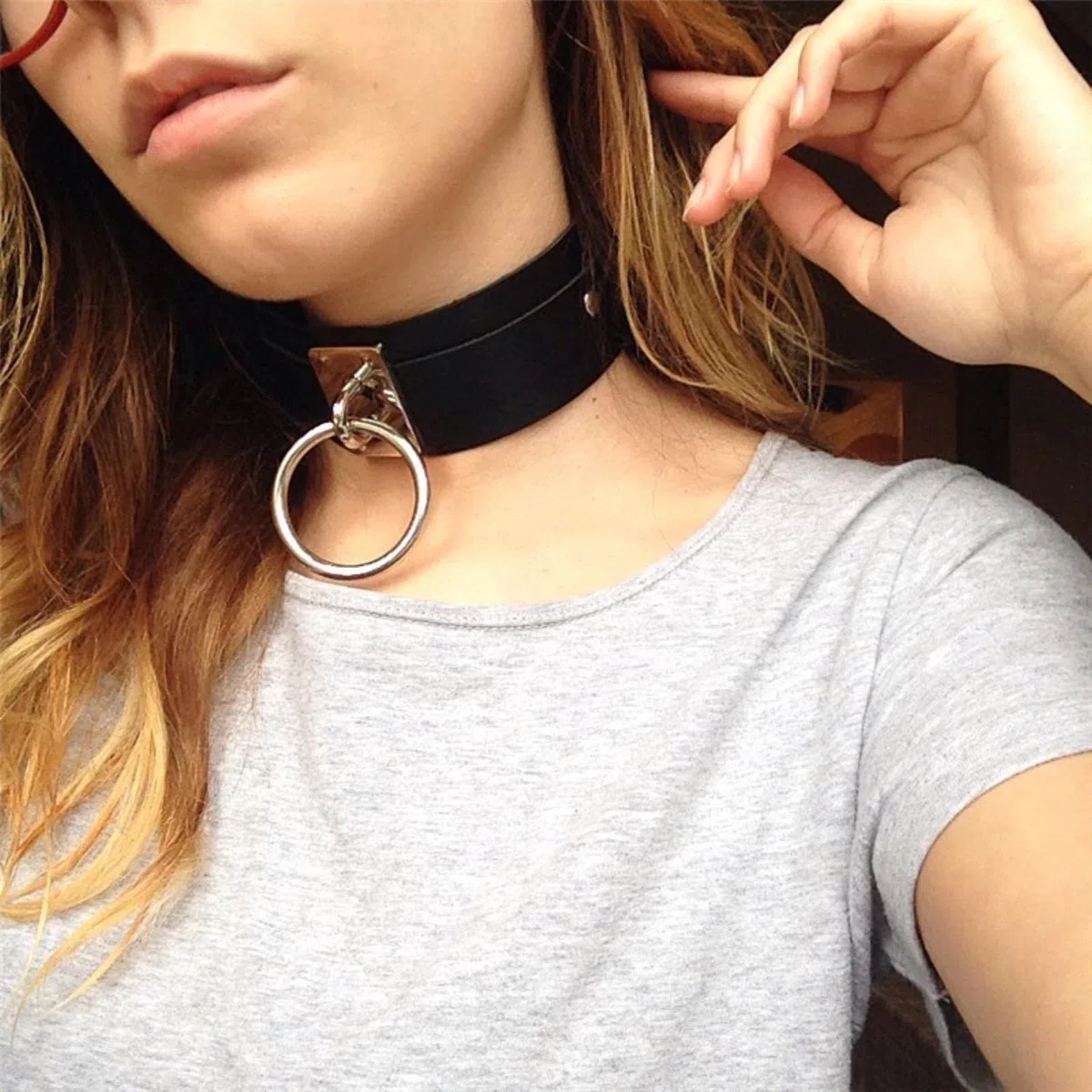 WEITING Gargantilla de cuero punk gótico para mujeres y hombres, Harajuku de color plateado, cadena de metal con remaches para Halloween, cosplay, joyería Y2K, P005, rosa plateada