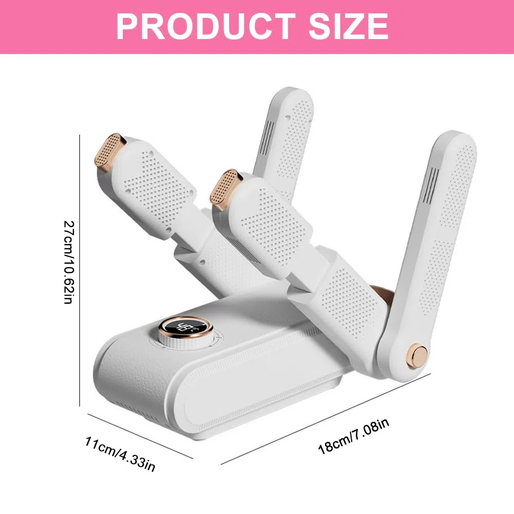 Secador de Zapatos Eléctrico, Temporizador Inteligente, Plegable para 2 Pares, Botas y Calcetines