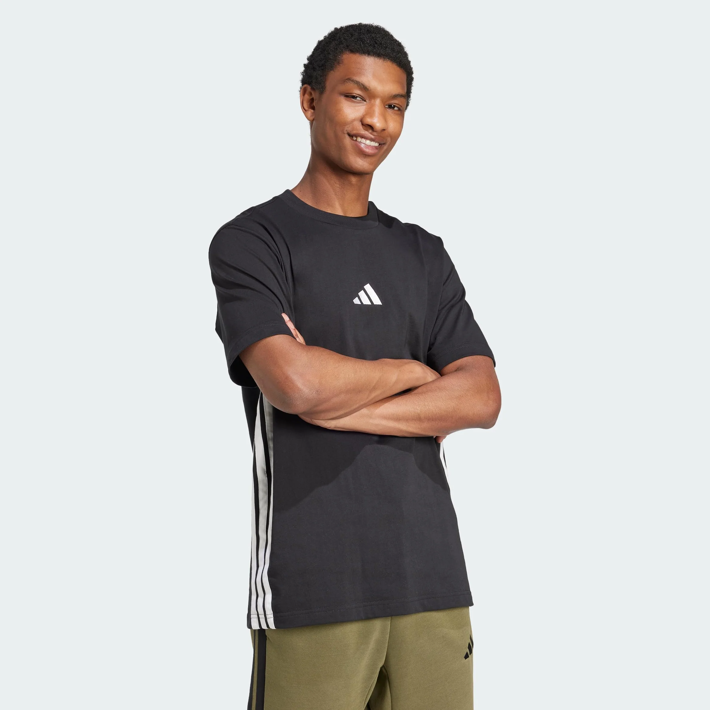 Adidas Hombre Essential Three Stripes Single Jersey Tee