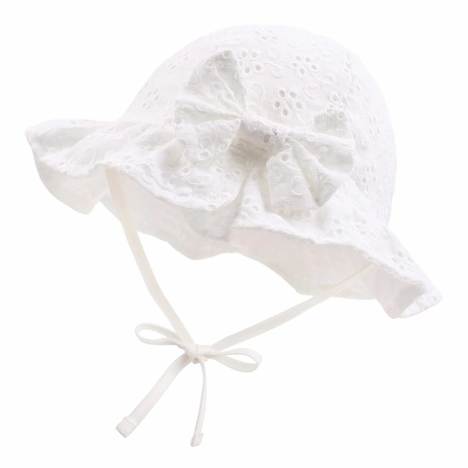 XIAOHAWANG - Gorro de Encaje para bebé o niña, algodón, Gorro de Sol, diseño de Nudo