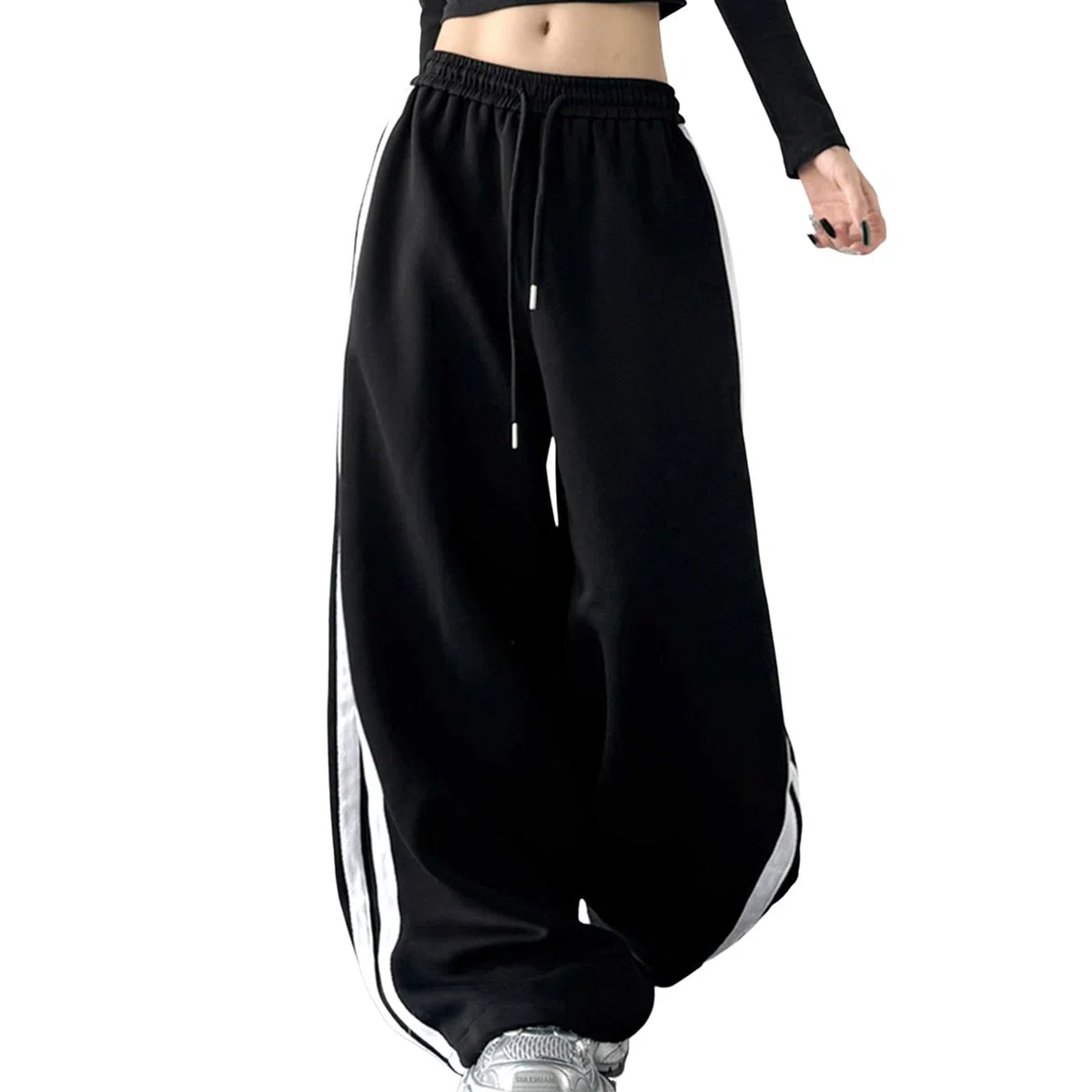 Pantalones de Baile Hip-Hop para Mujer Pantalones Deportivos de Corte Casual Pantalones de Trabajo Casual Jogger de Piernas Anchas Traje de Danza Urbana Pantalones sueltos de Corte Sable