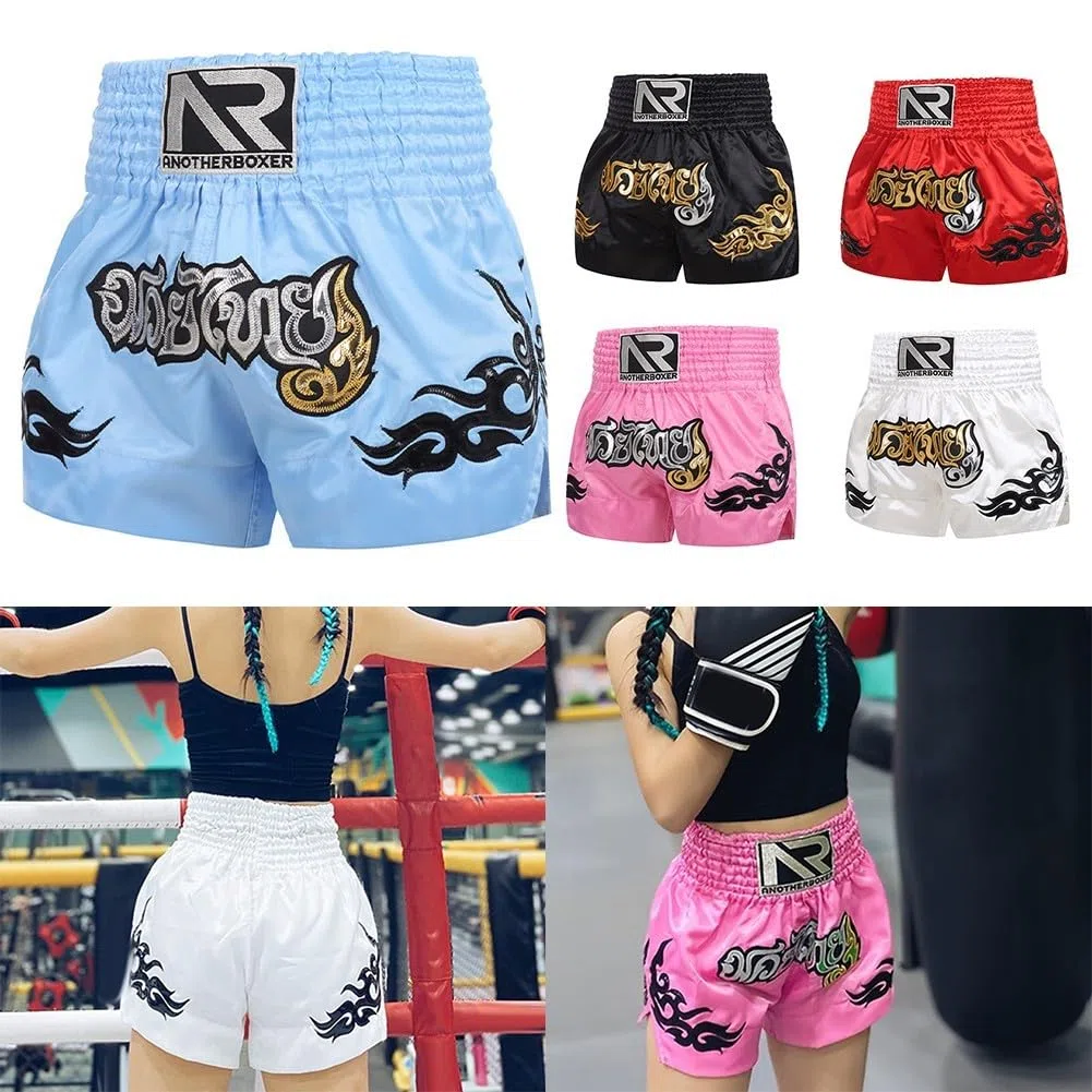 YJDOORPLAY Pantalones cortos de entrenamiento unisex para boxeo, artes marciales mixtas, Muay Thai, Kickboxing, sparring, pantalones cortos transpirables