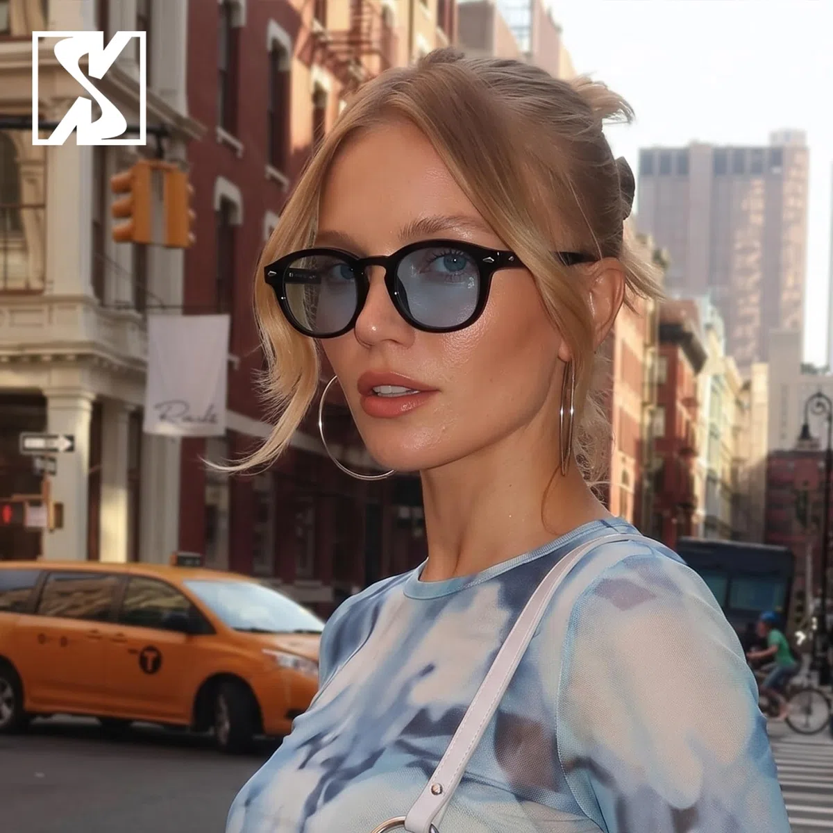 SHEEN KELLY Gafas de sol redondas de verano retro, gafas de colores nerd para hombres y mujeres, gafas de sol transparentes