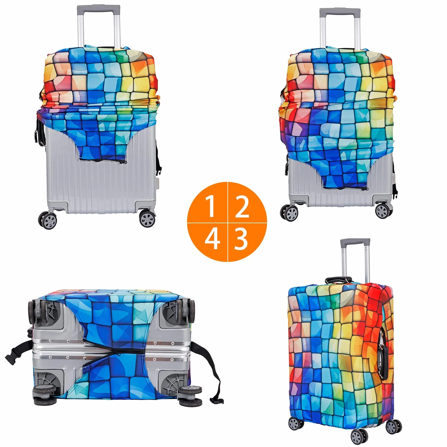 Funda para Maleta Cubierta de Equipaje Elástica más Aplicar a Maleta de 18 ''-32 '', Suitcase Cover Luggage Cover Cubierta Protectora de Maleta (Block, L)