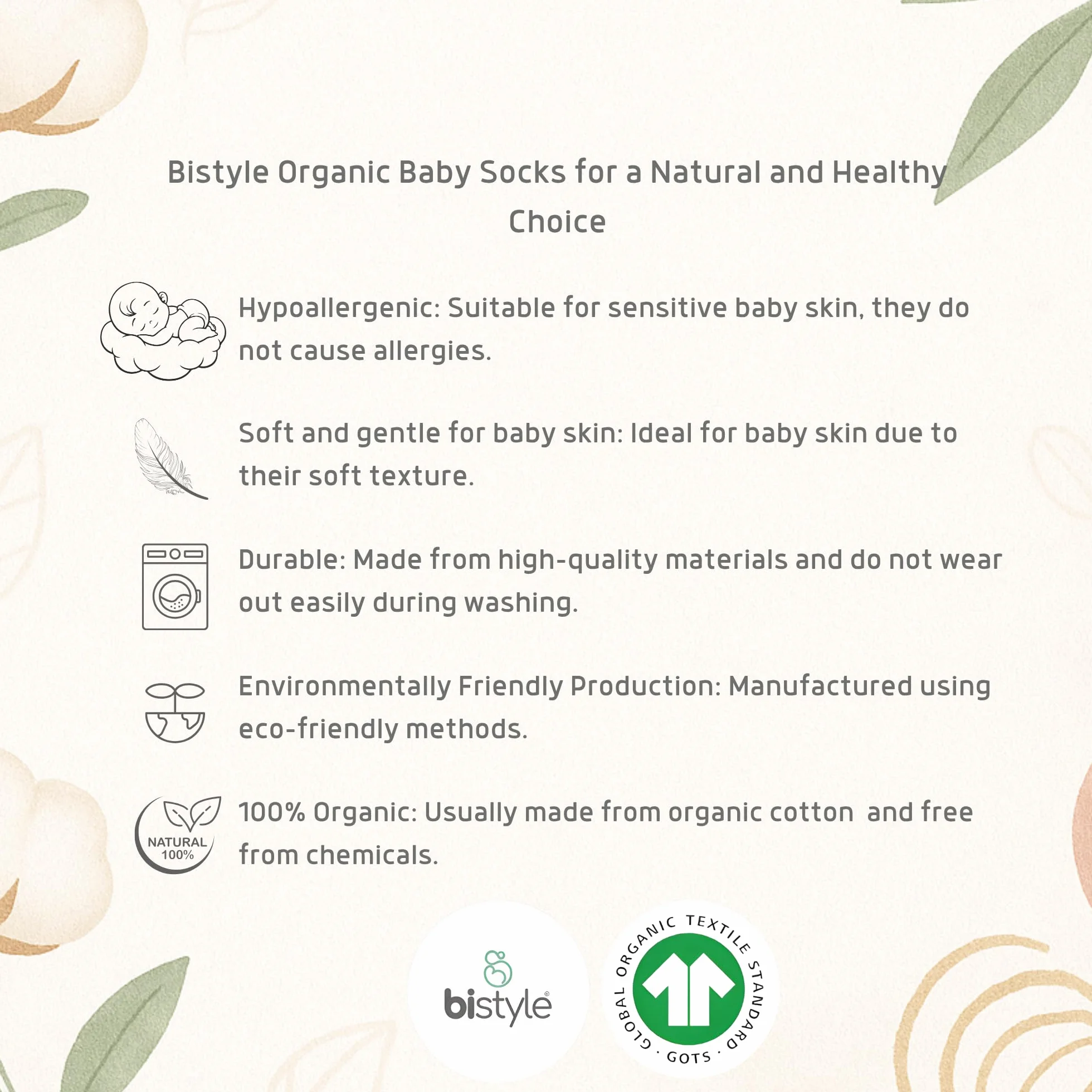 bistyle 6 pares de calcetines de bebé de algodón para recién nacidos de 0-3 meses a 2-3 años | Calcetines perfumados para bebés | Calcetines para niños y niñas