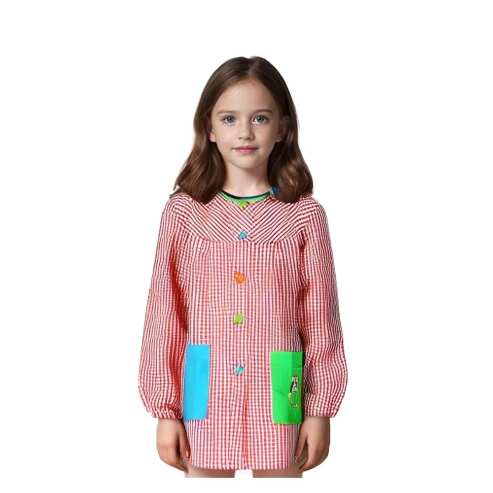 PLUS HOME Bordado Bata Colegio infantill Baby con Botones con Nombre Personalizado,Ideal para Colegio Regalo 2-14 Años