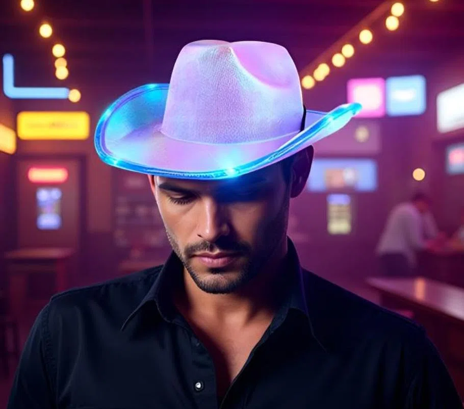 Sombrero de vaquero unisex con luz LED intermitente, divertido sombrero iluminado para boda, graduación, fiesta de cumpleaños, Halloween, Navidad