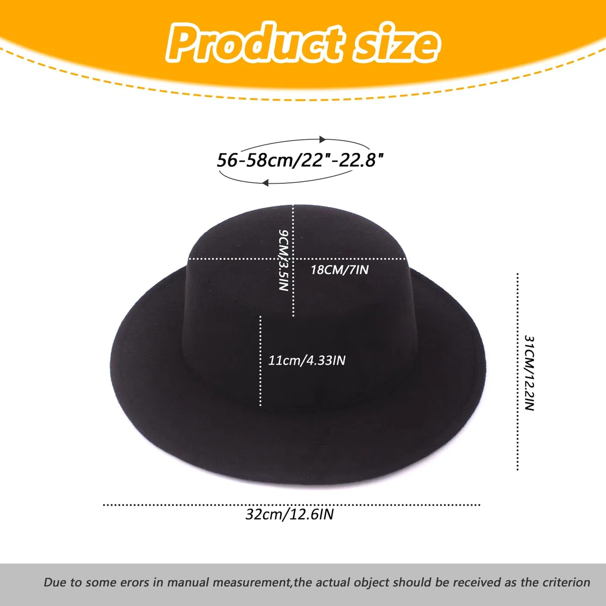 QUUPY Sombrero Fedora negro de mezcla de lana con ala plana Gorra de bolos estilo panamá sombrero de jazz para boda Talento Performance Unisex