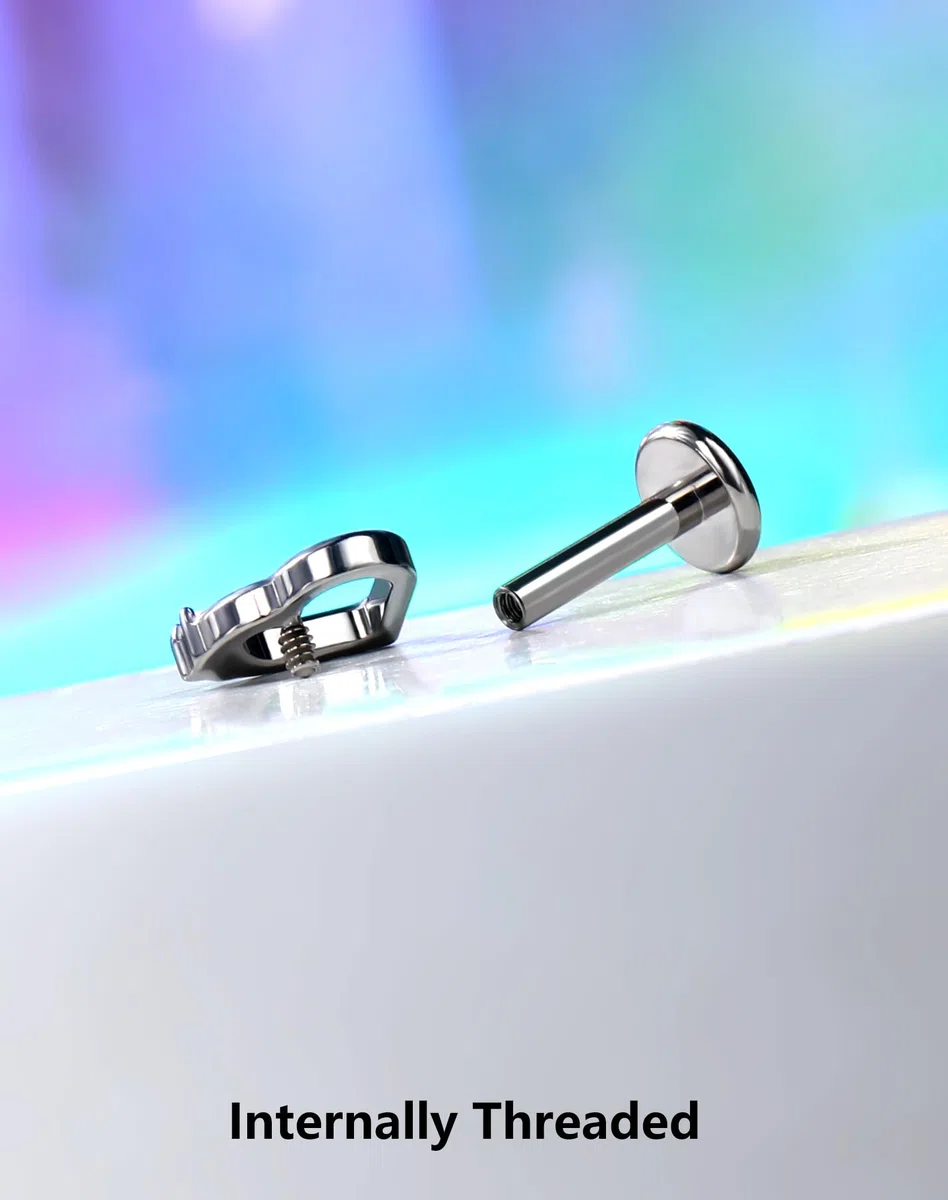 OUFER 16G Corazón cartílago oreja titanio G23 Helix Ring rosca interior Conch Earring 6 mm claro/azul/rosa/verde CZ Body piercing para mujer Labret Piercing