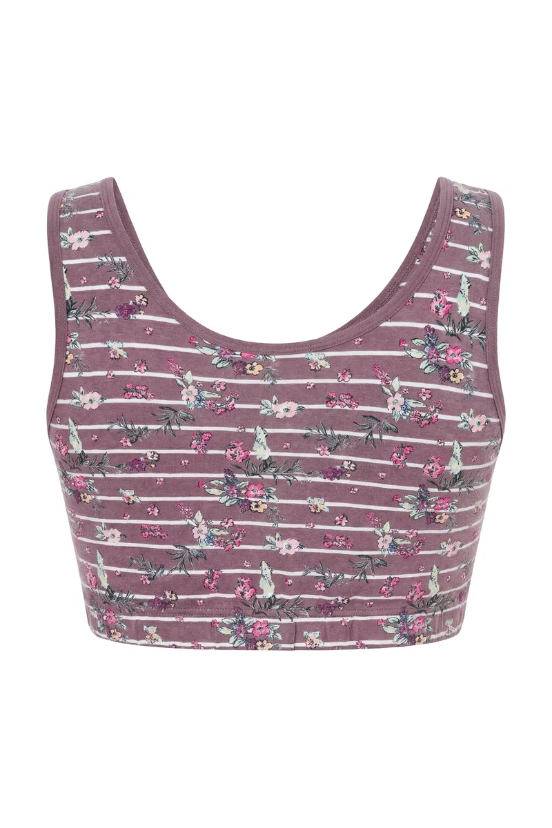 Ulla Popken Bustier, Rayas horizontales/Flores, Cuello Redondo 850521