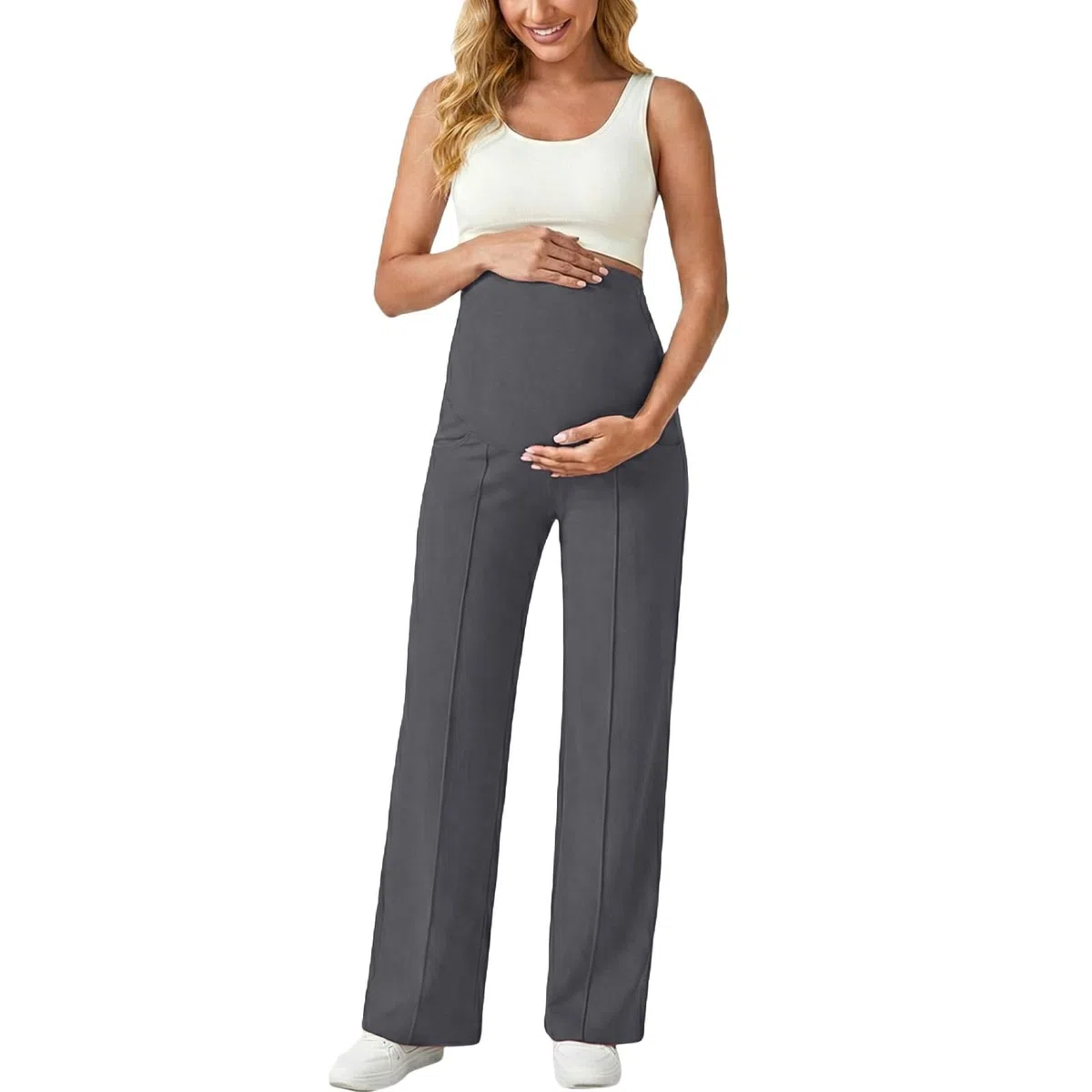 Pantalones de embarazo genéricos de cintura alta para mujer, forro polar, leggings de maternidad, extensible, exterior, interior, otoño, invierno, pantalones de huso mujer embarazada, corte recto