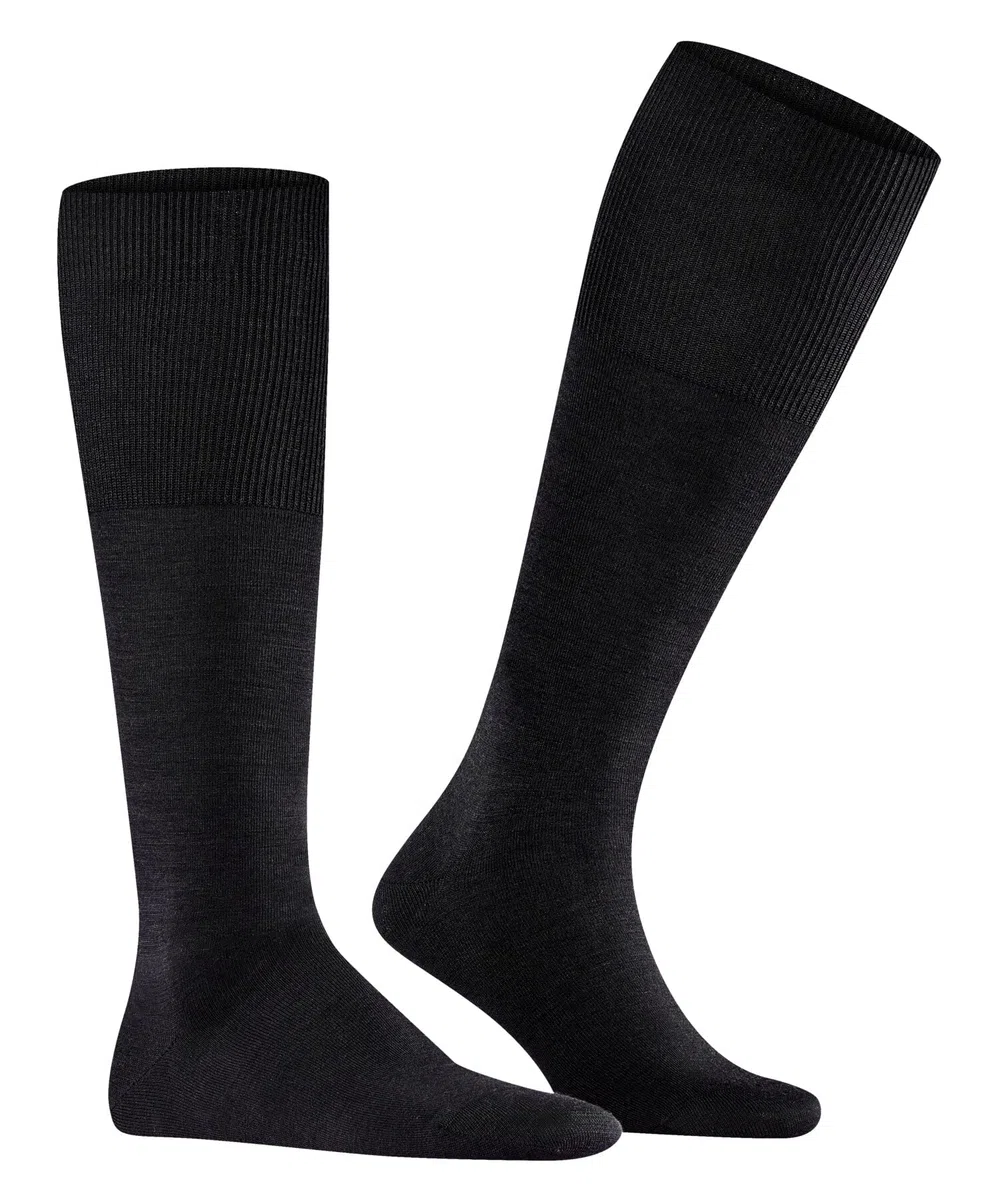 FALKE hombre Airport calcetines largos transpirable regulación del clima antiolores lana algodón largo plano delgado elegante costura plana en la zona de la punta 1 par