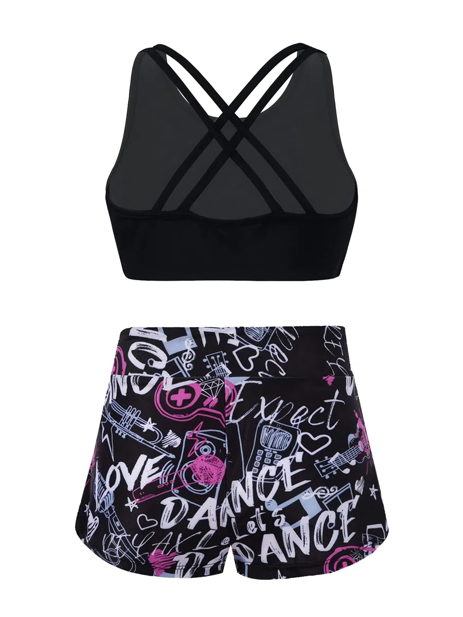 Alvivi Traje de Baño de Tres Piezas para Niñas Bañador Deportivo con Crop Top y Braga Bikini Braguita y Pantalones Corto de Natación Ropa de Playa Piscina Surf 4-16 Años