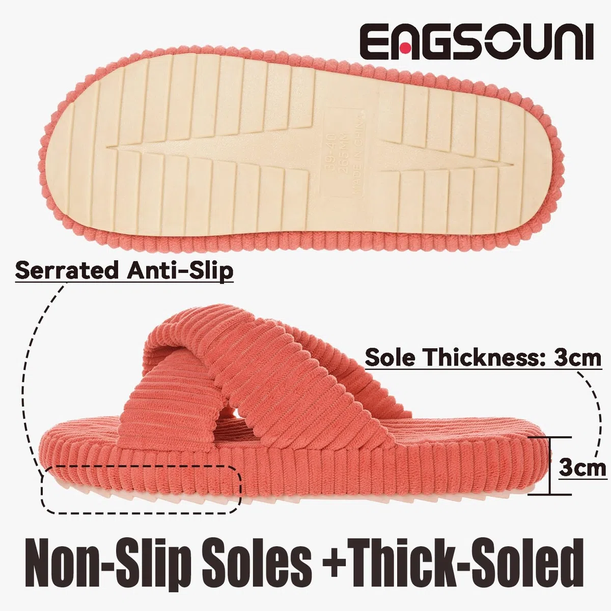 Zapatillas Mujer Cómoda Anchos Espuma de Memoria Pantuflas Casa Pana Banda Cruzada Antideslizante Punta Abierta Slippers