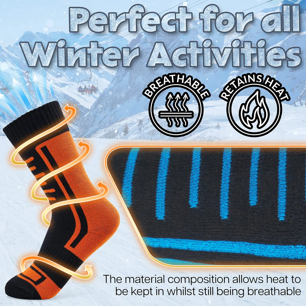 CityComfort Calcetines de Esquí para Niños Multipack 27-31, 31-36