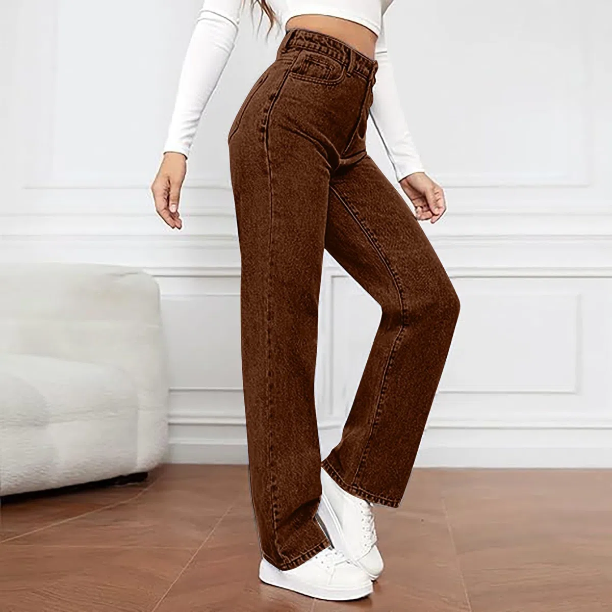 Vaqueros Mujer Rectos Talle Alto Push Up Pantalones Vaqueros Anchos Talle Alto con Bolsillos Jeans Mujer Anchos Talla Grande Vintage Classico Pantalon Denim Streetwear