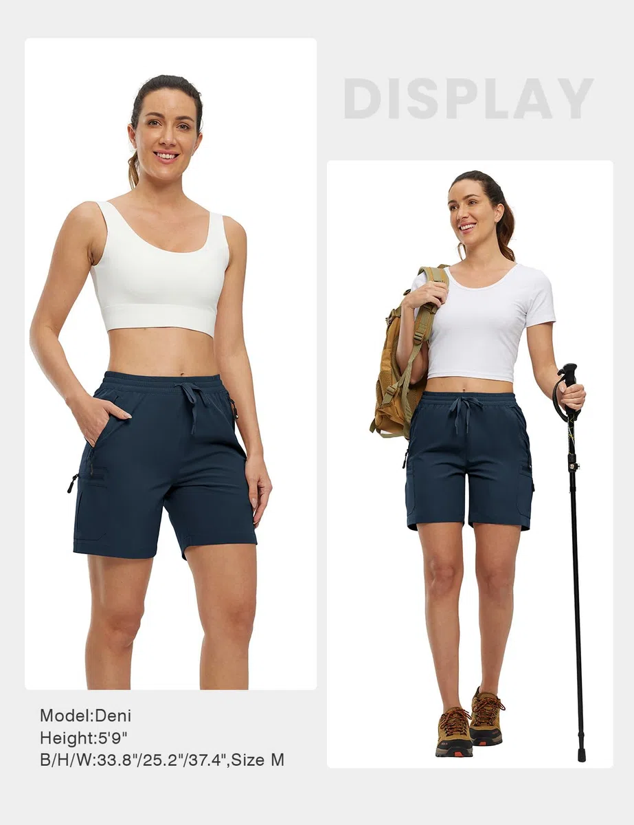 YSENTO Pantalones cortos de senderismo para mujer, pantalones cargo ligeros, pantalones de trabajo, de secado rápido, transpirables, para exteriores